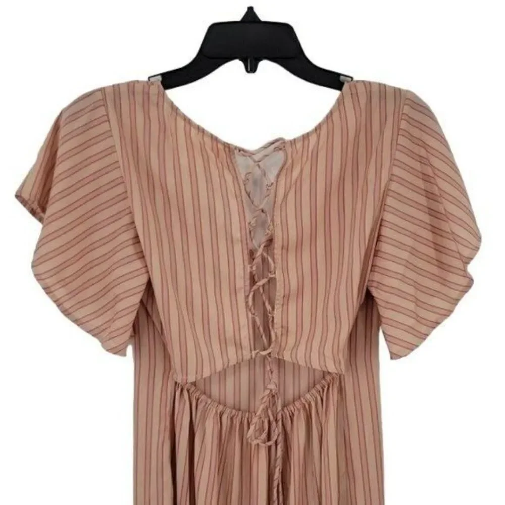 Saltwater Luxe Striped Angel Sleeve Midi Dress Size XS - Picture 9 of 15